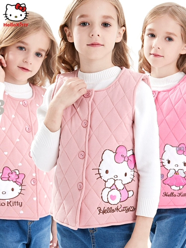 Hello kitty, хлопковый демисезонный детский флисовый утепленный жилет