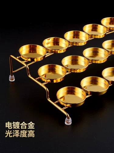 Золотая подсвечника десяти лет -лечебной магазин десять цветов свеча свечи Семьи -звездные призрачные лампы стойки перед передней частью лампы Будды