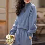 Комплект, спортивная куртка, леггинсы для отдыха, штаны, высокая талия