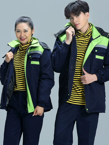 Демисезонный утепленный комплект для работы, хлопковая износостойкая куртка, рабочая одежда