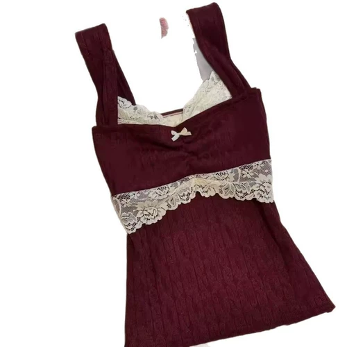 Жилет, летний новый стиль, Harajuku, горячая девушка, кружевной бант, Y2K, универсальный жилет в стиле ретро, топы на подтяжках для женщин