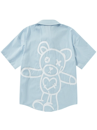 CONKLAB Летняя мужская рубашка для влюбленных для отдыха, с медвежатами, оверсайз