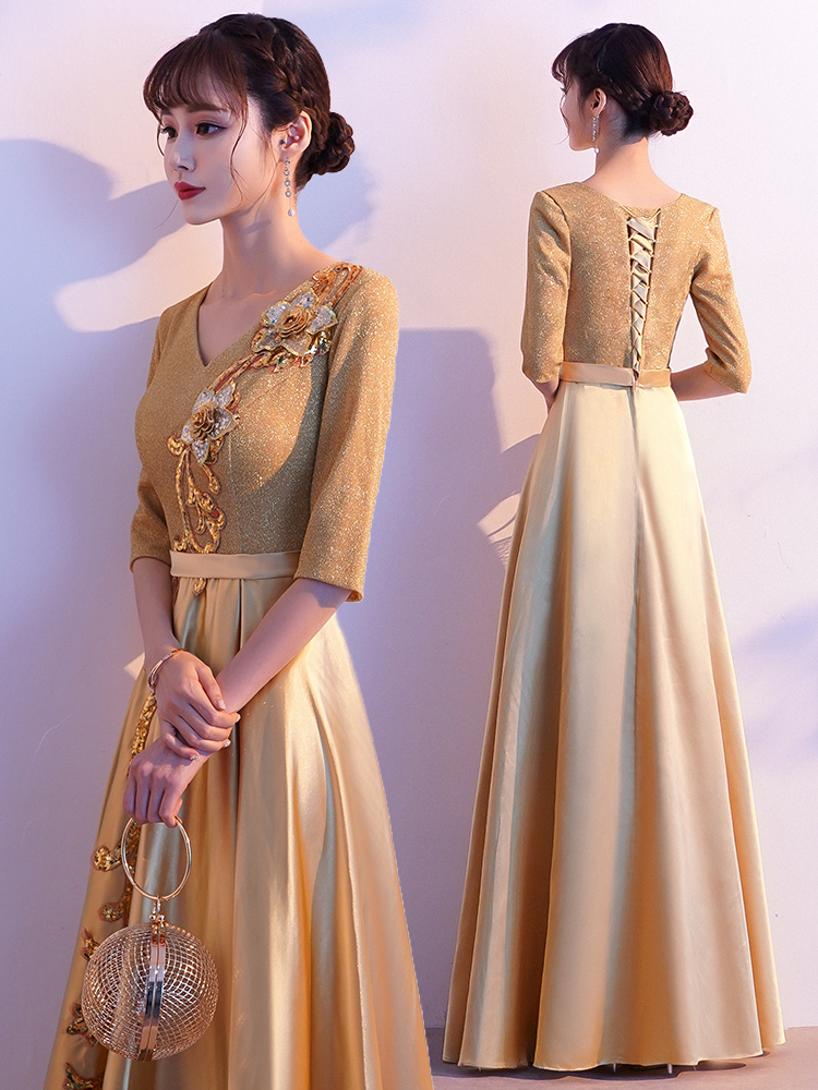 Summer long golden dress, 2020