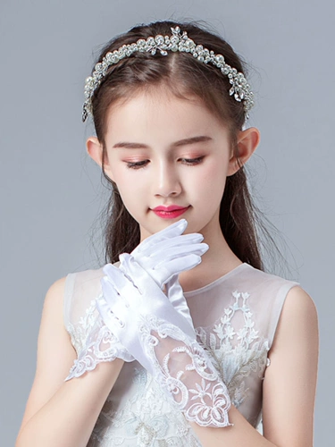 Детское свадебное платье, кружевные перчатки для принцессы, подарок на день рождения