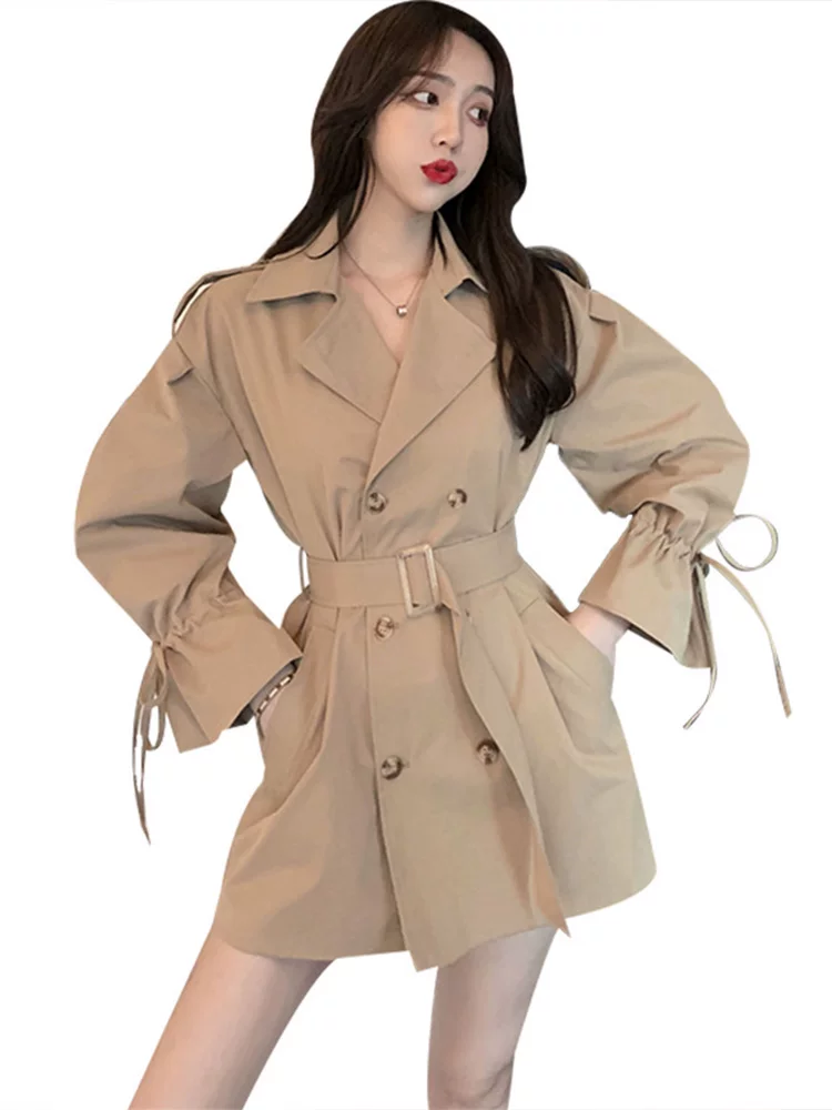 Осенний дизайн приталенного блейзера, trenchcoat, платье, 2020, тренд сезона, корейский стиль, шнуровка