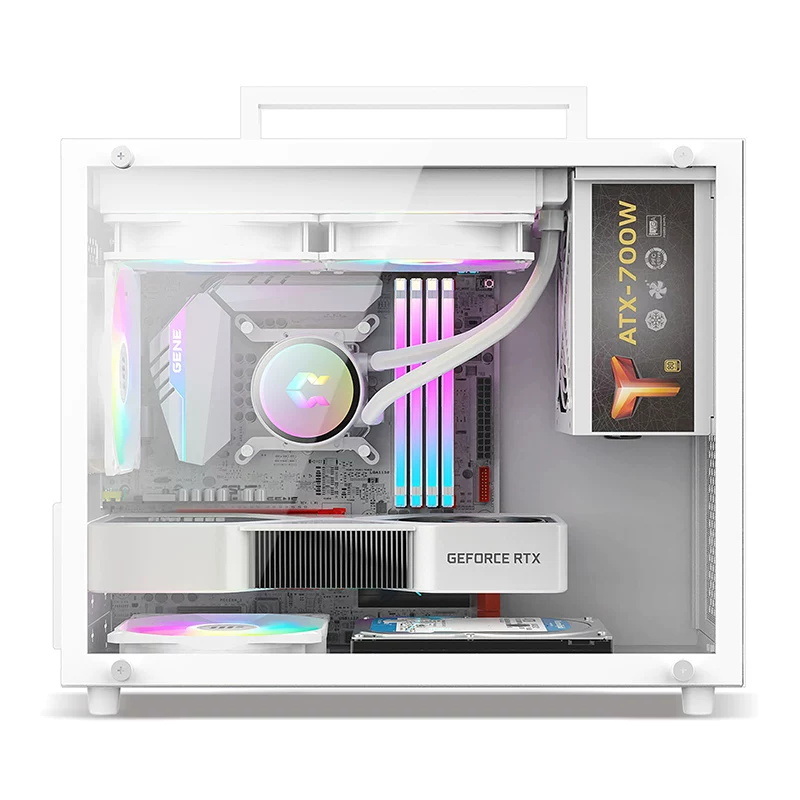 Корпус для компьютера Fish Nest S9 форм-фактор M-ATX с воздушным охлаждением, белый, водяное охлаждение 240, боковое стекло, настольный мини-десктоп
