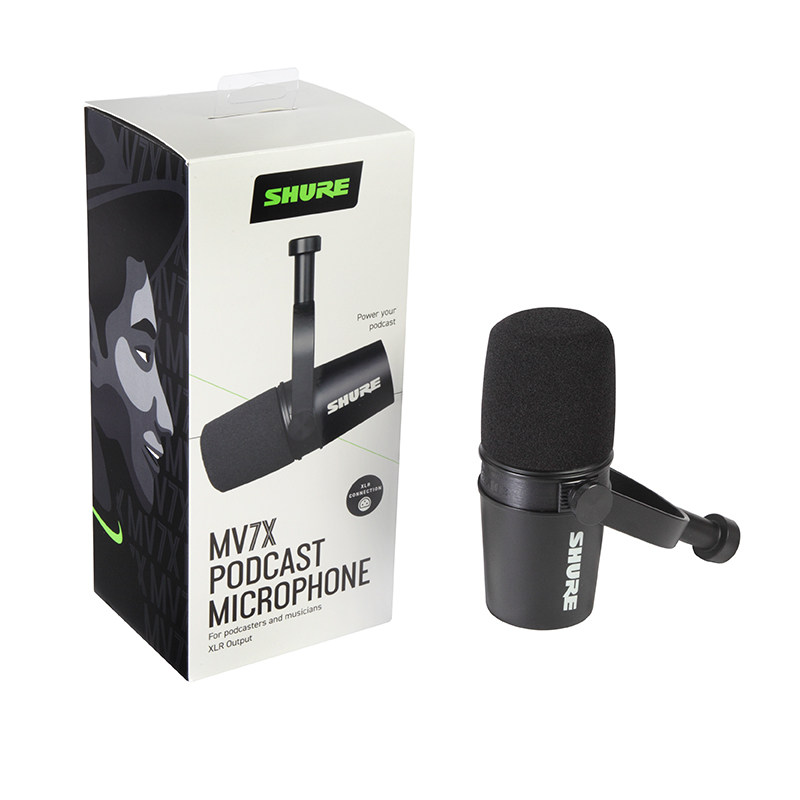 Комплект профессиональный динамический микрофон Shure MV7X и аудиоинтерфейс Aiken GO LIVE PRO
