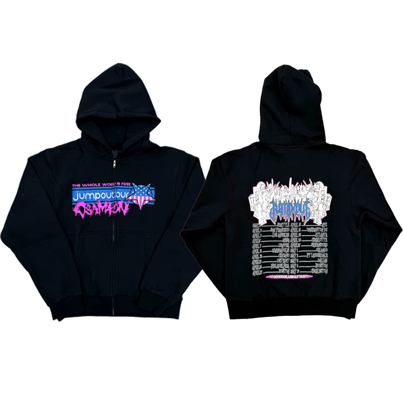 Осaмасон Jumpout Tour Zip худи, куртка-свитшот с ограниченным молнием, толстовка с капюшоном