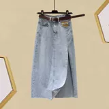 Летний пиджак классического кроя, рубашка, джинсовая юбка, комплект, костюм