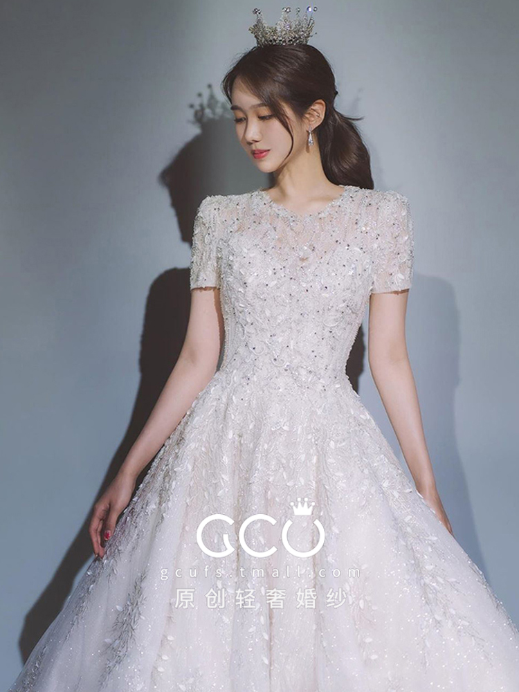 [Secret Garden] One -shoulder wedding dress 2023 new bride temperamental tail forest is super immortal dream little