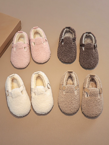 Зимние детские флисовые удерживающие тепло туфли для мальчиков, в корейском стиле