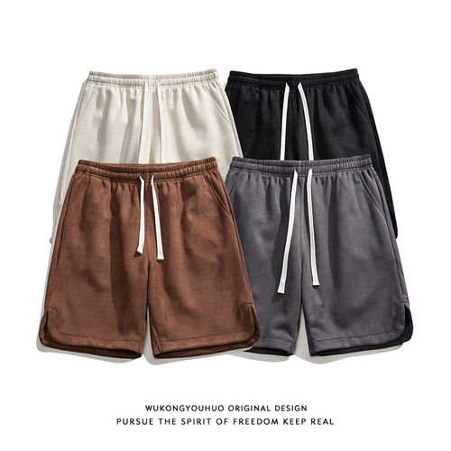 悟空有货 Летние цветные бархатные спортивные шорты, штаны, оверсайз, свободный крой