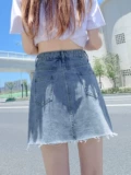 Летняя тонкая джинсовая юбка, мини-юбка, высокая талия, 2021 года, по фигуре, А-силуэт, с акцентом на бедрах