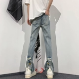 Синие джинсы, дизайнерские атмосферные штаны, облегающий крой, США