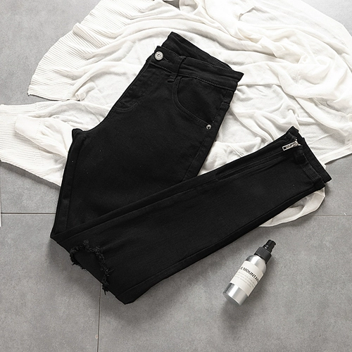 Осенние дизайнерские штаны, черная заплатка для ремонта пятки, джинсы, свободный прямой крой, европейский стиль, облегающий крой