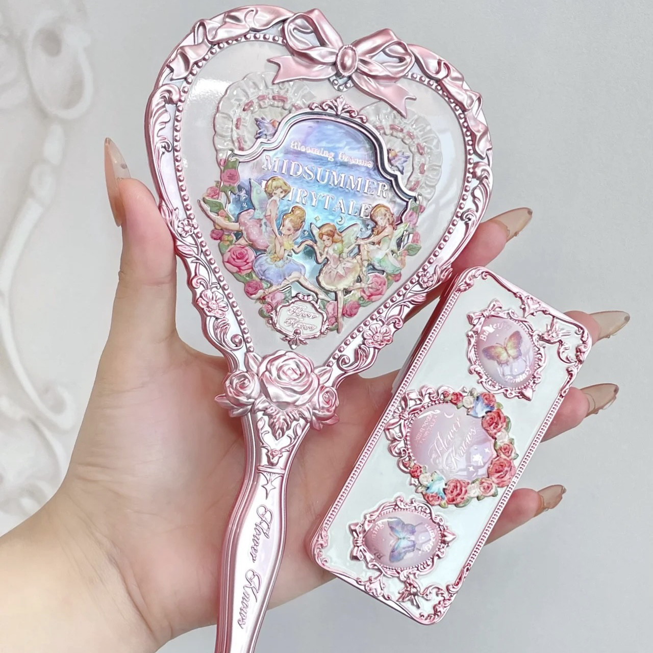 Знать середина лета ночь периферия рука зеркало любовь воздушная подушка гребень принцесса зеркало высокая Ценить девушку бабочка шпилька косметическое зеркало