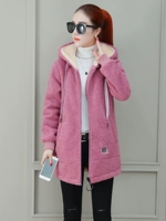 Куртка, утепленный длинный бархатный жакет, в корейском стиле, 2020 года, средней длины