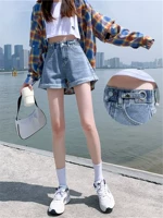 Джинсовая юбка, шорты, летние тонкие сексуальные штаны, коллекция 2023, высокая талия, свободный крой, А-силуэт