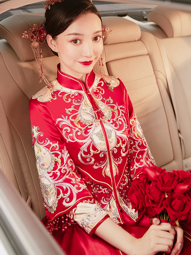 Suhe traditional wedding dress for bride, 2020, fitted, Chinese style