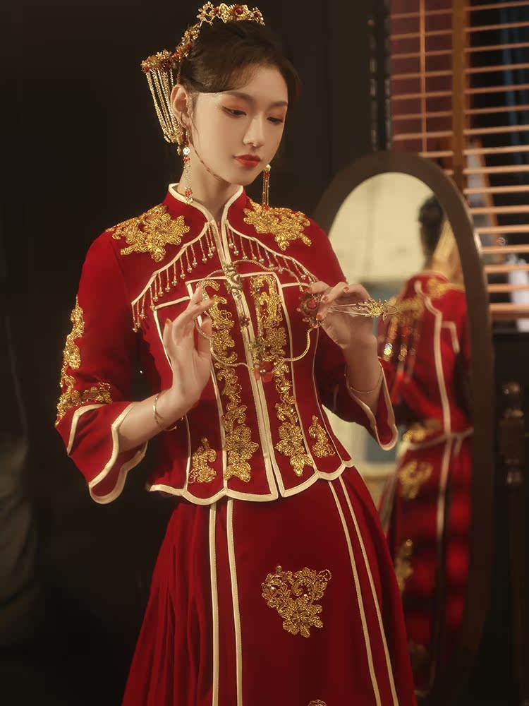 Velvet winter suhe traditional wedding dress, 2020