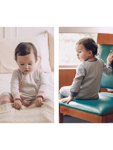 FirstGive [Snoopy Co -Brice Bedick Jacket] Детская весенняя полосатая домашняя одежда