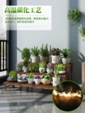 Цветочная стойка Балконная комната Внутренняя многослойная сплошная древесная посадка гостиной -Дома -Флешай зеленый добыча горшок с антикоррозионной посадкой