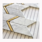 Рыбья кость, каменная мозаика, наклейки на стену, натуральный мрамор, металл, Каррара, белая художественная плитка, ванная комната, туалет, балкон