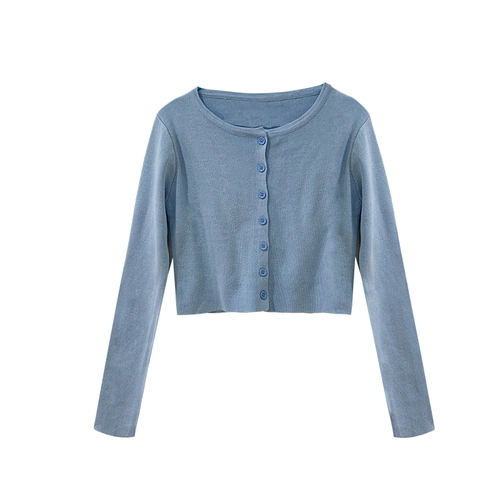 Булавка, кардиган, трикотажный лонгслив, Франция, высокая талия