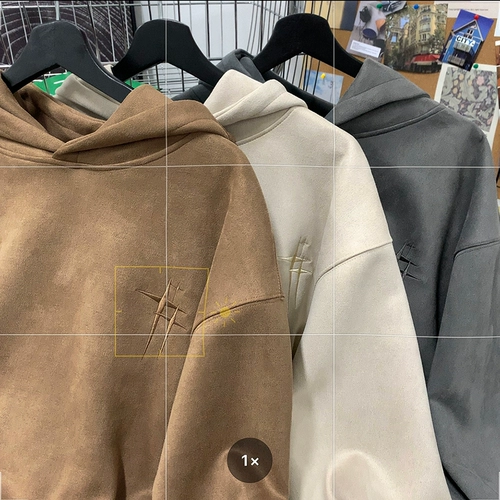 Бархатная демисезонная толстовка с капюшоном для влюбленных, куртка, в американском стиле, оверсайз