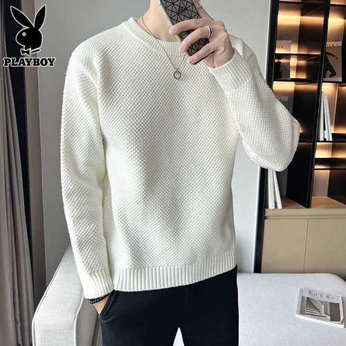 Playboy, мужской трикотажный демисезонный осенний свитер, штаны для отдыха, белая мужская трикотажная рубашка, круглый воротник