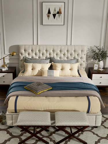 德家 Кремовая мебель, сельская ткань из натурального дерева для двоих, французский стиль, в американском стиле