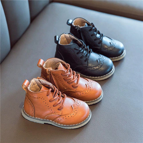 Martens, детские короткие сапоги подходит для мужчин и женщин, в корейском стиле, осенние, тренд сезона