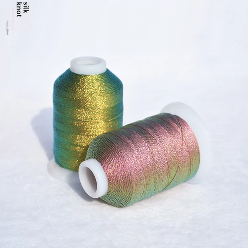 Хамелеон, 3 пряди, большой рулон, фантазийная блестящая золотая нить, Золотая и серебряная катушка, ожерелье из веревки ручной работы, вышивка из проволоки с узлом