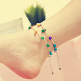 Trang sức dân tộc Bán buôn Chúc cỏ Cỏ tình yêu Cỏ may mắn Handmade Vintage Cherry Bell Anklet lắc chân