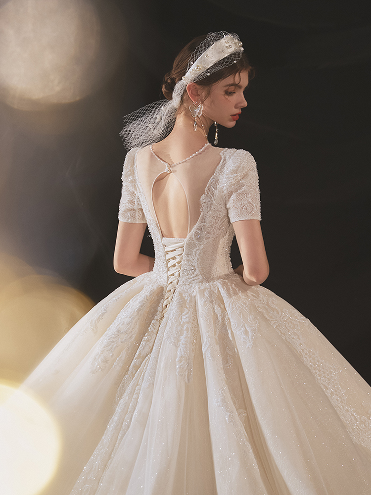 Elegant advanced retro wedding dress, high-quality style, suitable for teen, lace dress
