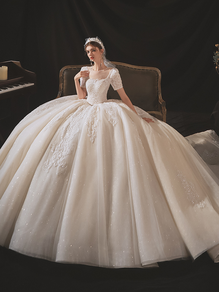 Elegant advanced retro wedding dress, high-quality style, suitable for teen, lace dress