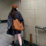 Матовая вместительная и большая портативная коричневая льняная сумка, сумка через плечо для отдыха