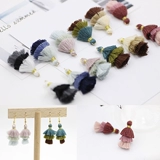 Маленький трехслойный кулон в виде торта с кисточкой, серьги в литературном стиле «сделай сам», материал для сережек, многослойная хлопковая нить, ожерелье с кисточками, аксессуары