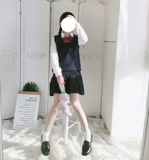 Демисезонный цветной трикотажный свитер без рукавов, жилет, японская студенческая юбка в складку, V-образный вырез, свободный крой