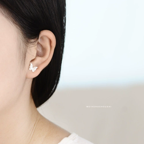 Трехмерный аксессуар, матовые милые элегантные гипоаллергенные серьги, серебро 925 пробы, серебро 925 пробы