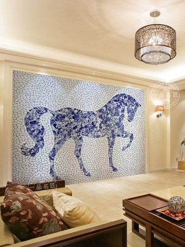 Сине-белая мозаика, самоклеющаяся головоломка на стену, делается под заказ