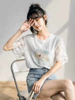 Tide, кружевная летняя хлопковая футболка с коротким рукавом, коллекция 2021, в корейском стиле, оверсайз