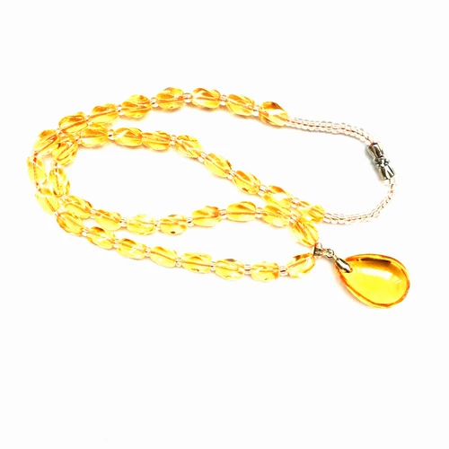 Изысканное колье с цитрином, подвеска в виде капли воды, темперамент, счастливый камень, кристалл богатства, универсальный подарок