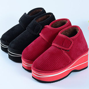 Warm cotton slippers for women velvet soles and Khmer boots for home warm handmade cotton shoes with heels