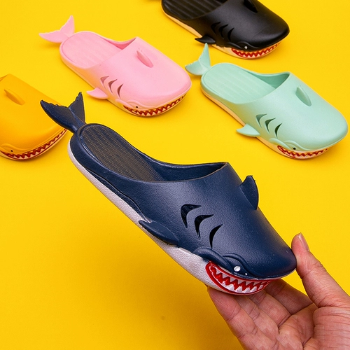 Детские босоножки для мальчиков, нескользящая акула, модные забавные пляжные тапочки, мягкая подошва
