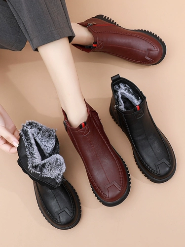 Зимние туфли, лебедь, короткие сапоги для пожилых людей, нескользящая обувь, для среднего возраста, мягкая подошва