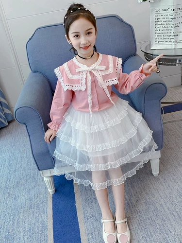 Весенняя детская кружевная шелковая рубашка, 2020, в корейском стиле, в западном стиле