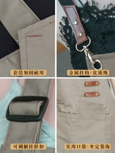 Модный фартук, джинсовый износостойкий чай с молоком для маникюра, с печатью вашего логотипа