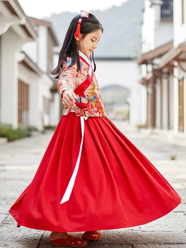 Оригинальное ханьфу, осенняя юбка, демисезонное детское платье, наряд маленькой принцессы, костюм