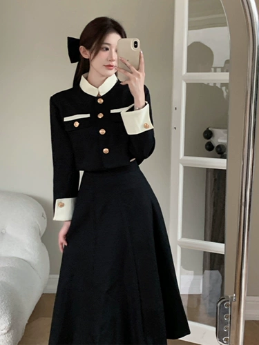 Осенний короткий комплект, юбка, стиль